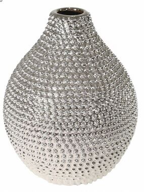 Sagebrook Metallic Silver Textured Ceramic Vase